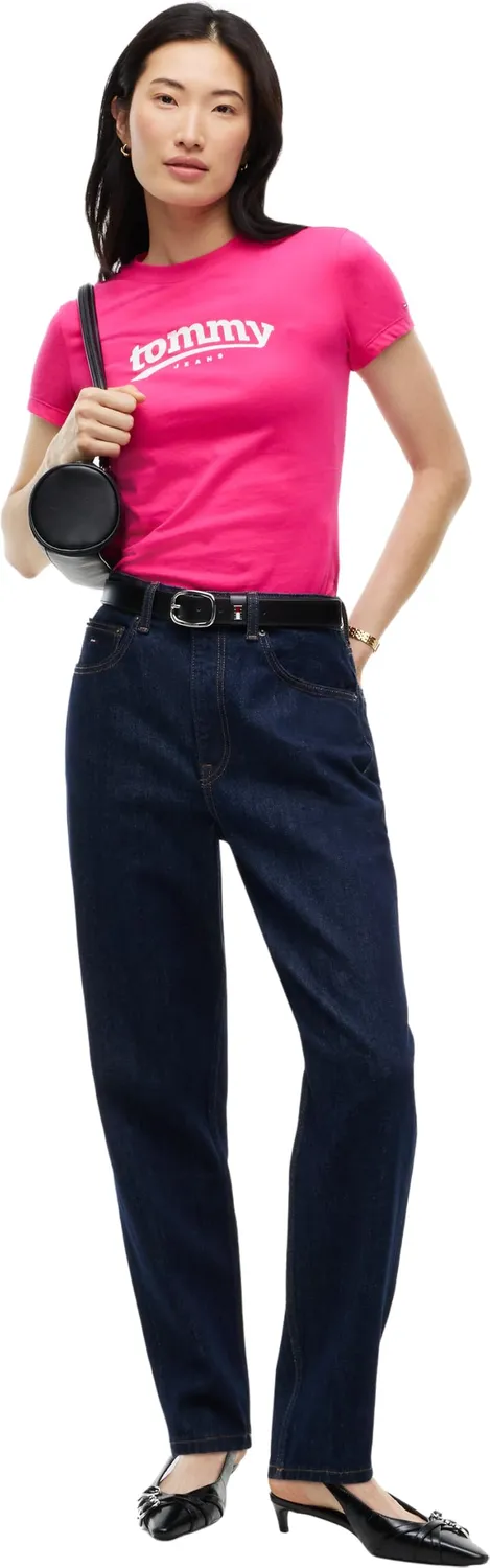 Tommy Jeans Slim ESS Logo Kurzarmshirt Baumwolle