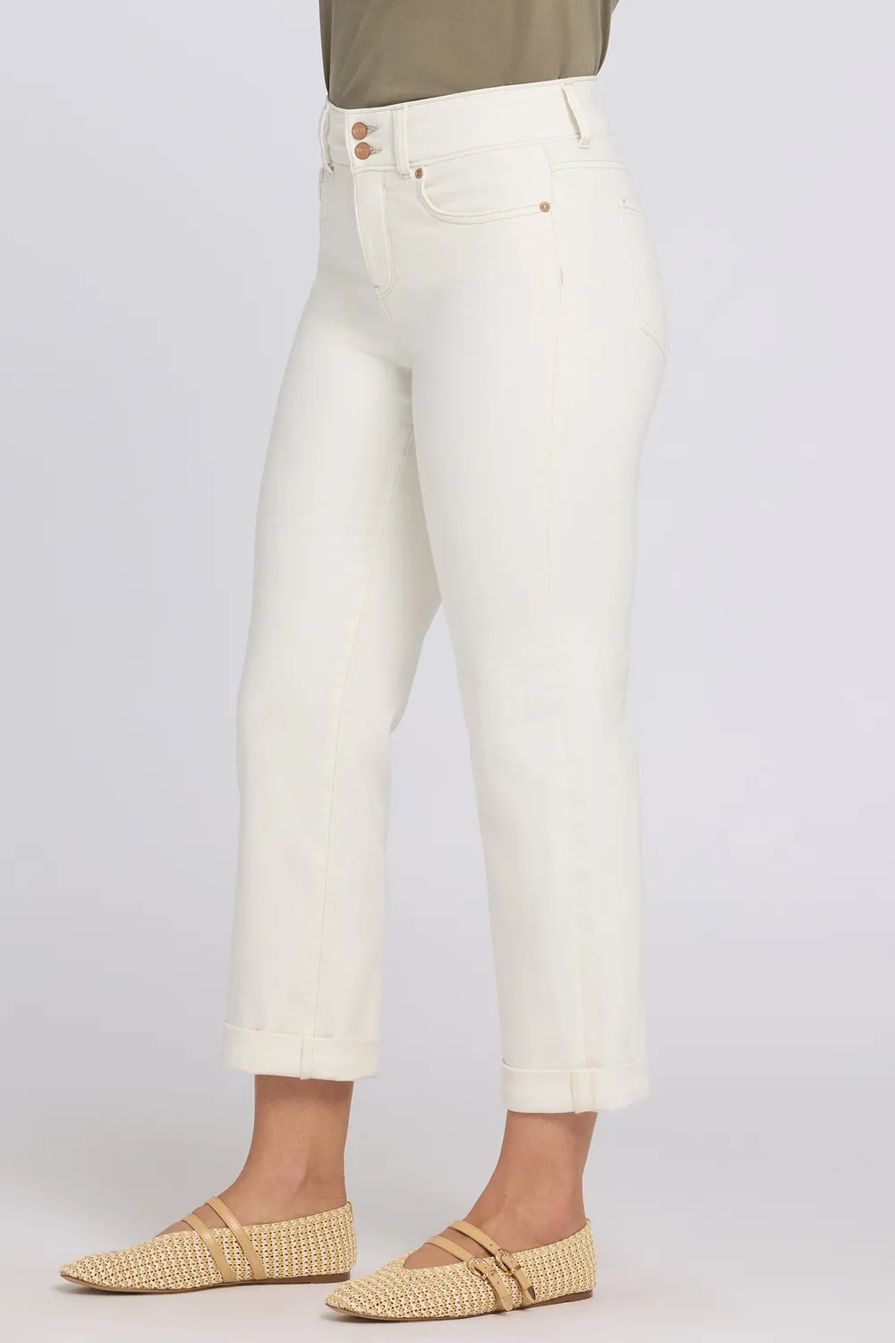 NYDJ Bailey Petite Crop Jeans Vintage White 24