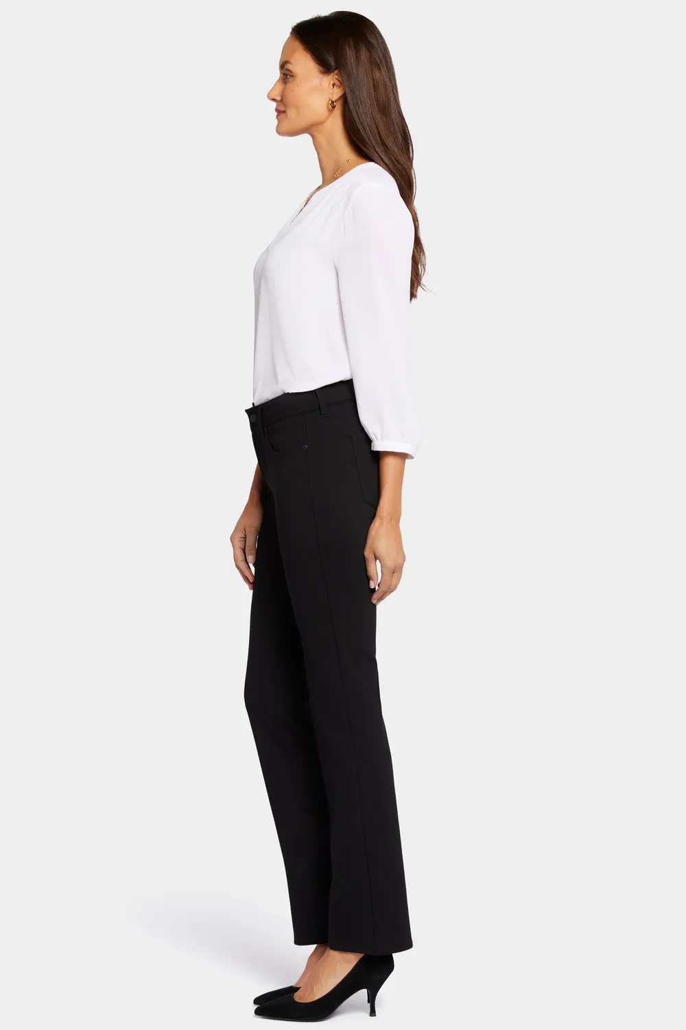 NYDJ Marilyn Straight Hose Petite schwarz Ponte