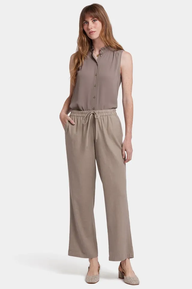 NYDJ Relaxed Drawstring Petite Hose Saddlewood Leinen