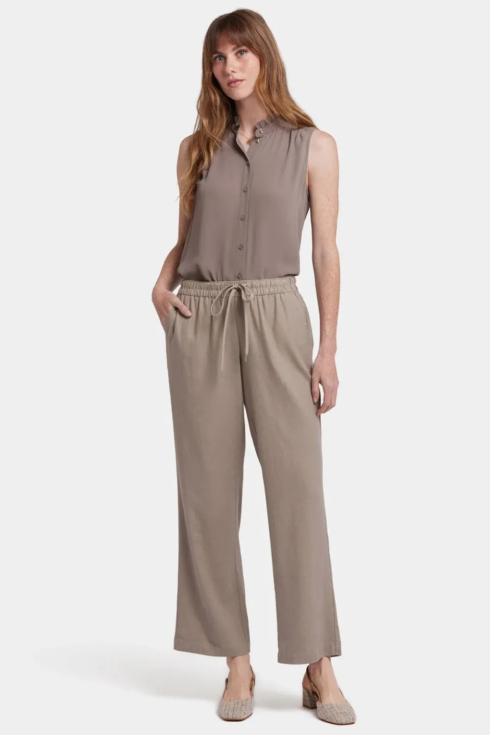 NYDJ Relaxed Drawstring Petite Hose Saddlewood Leinen