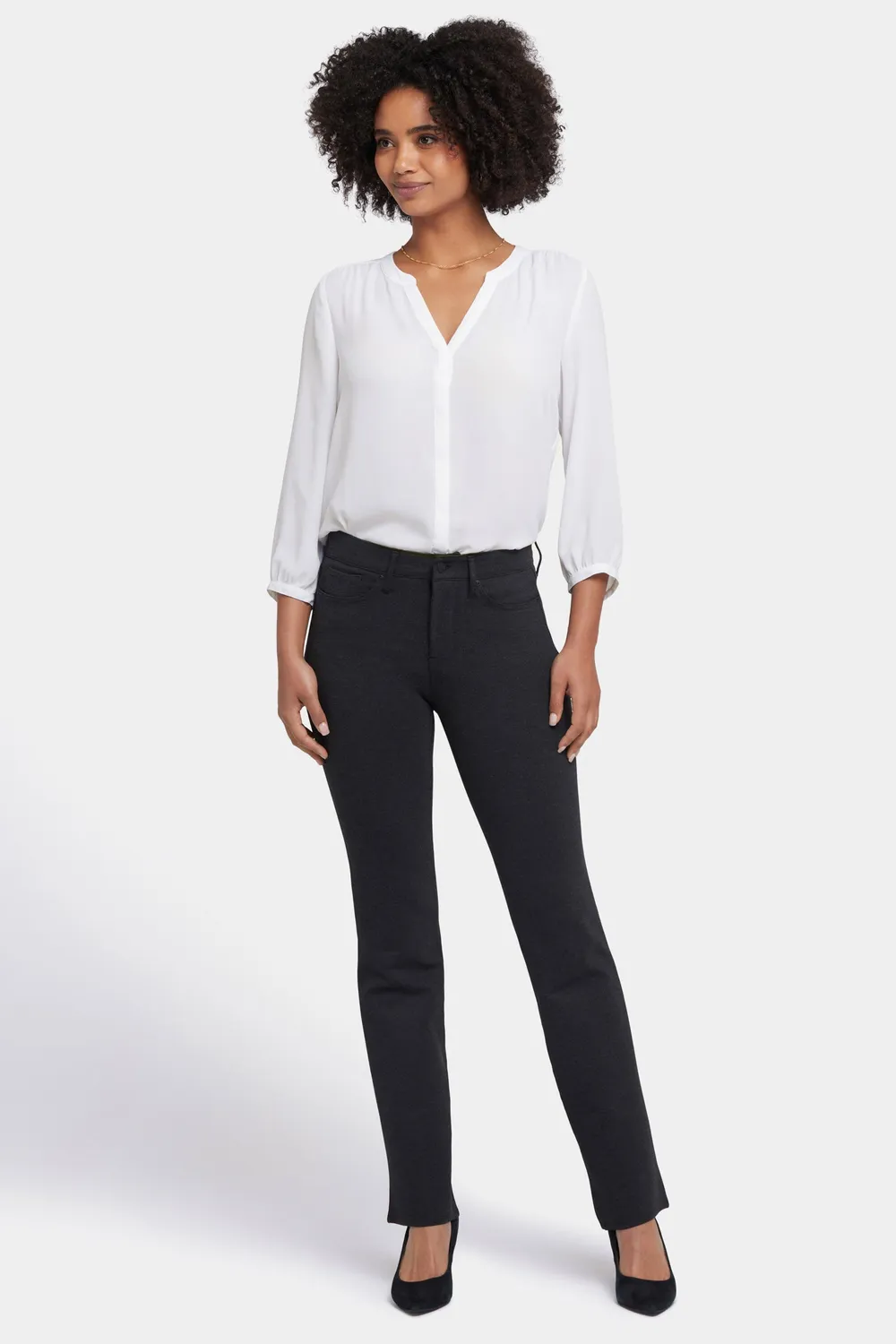 NYDJ Marilyn Straight Pants Charcoal Stoffhose Grau Shape