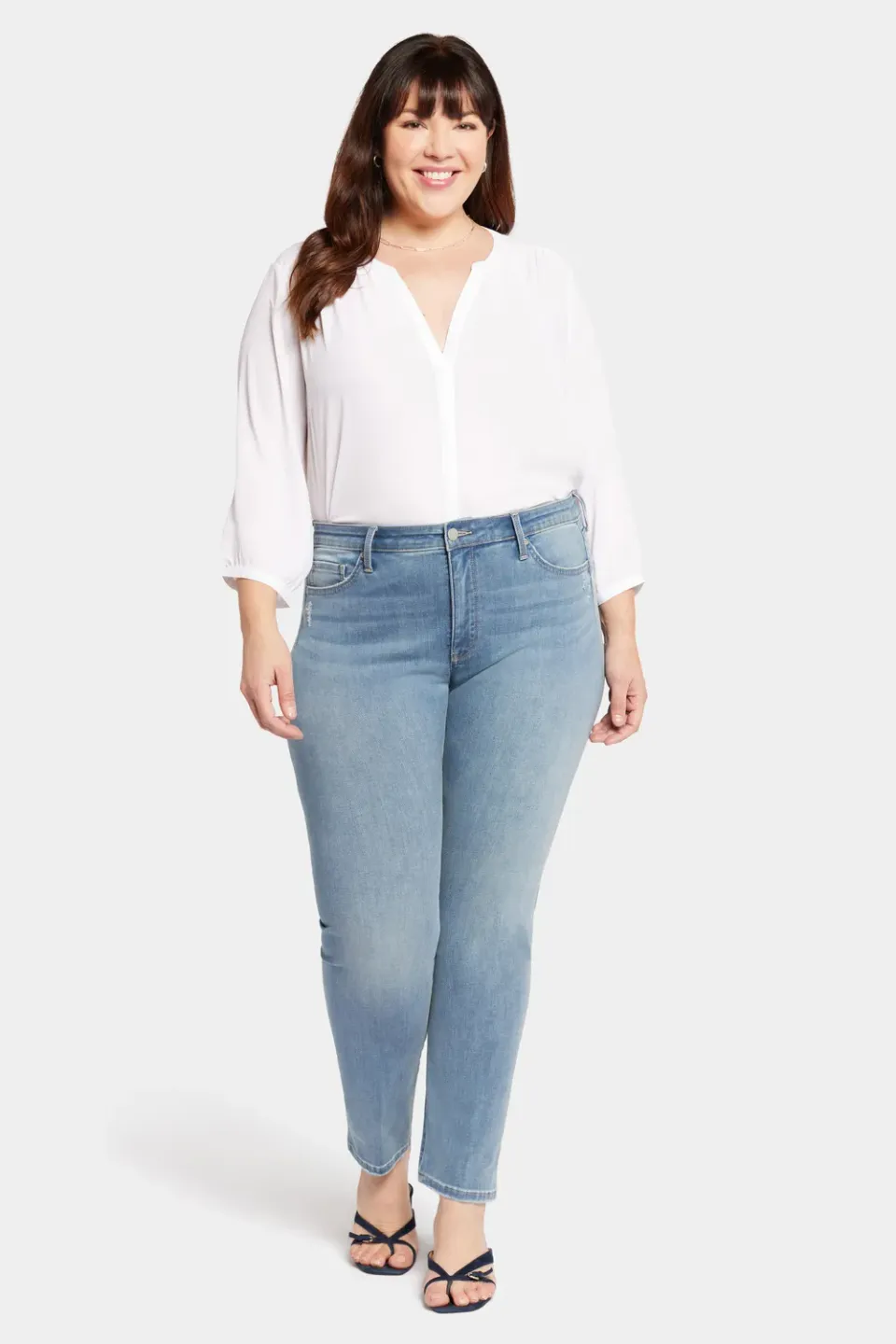 NYDJ Le Silhouette Sheri Slim Jeans Plus Angel Hellblau