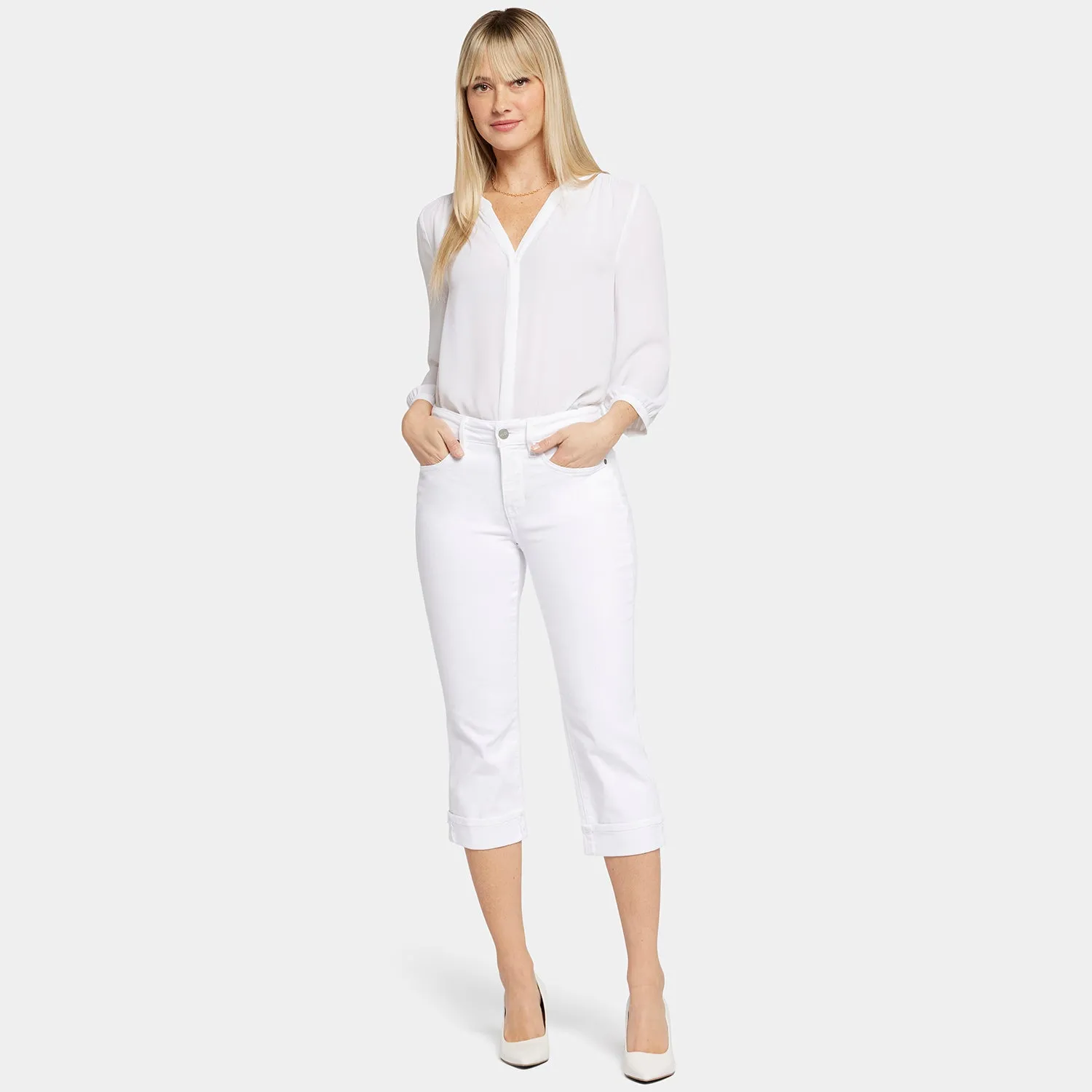 NYDJ Marilyn Straight Crop Petite Jeans Optic White