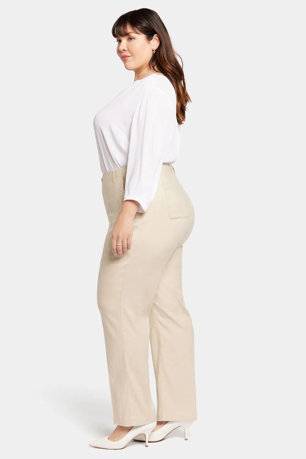 NYDJ Marilyn Stretch-Leinen Hose Feather Plus Size