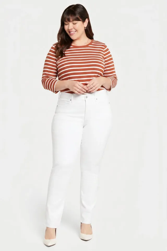 NYDJ Waist-Match Marilyn Straight Plus Jeans Optic White