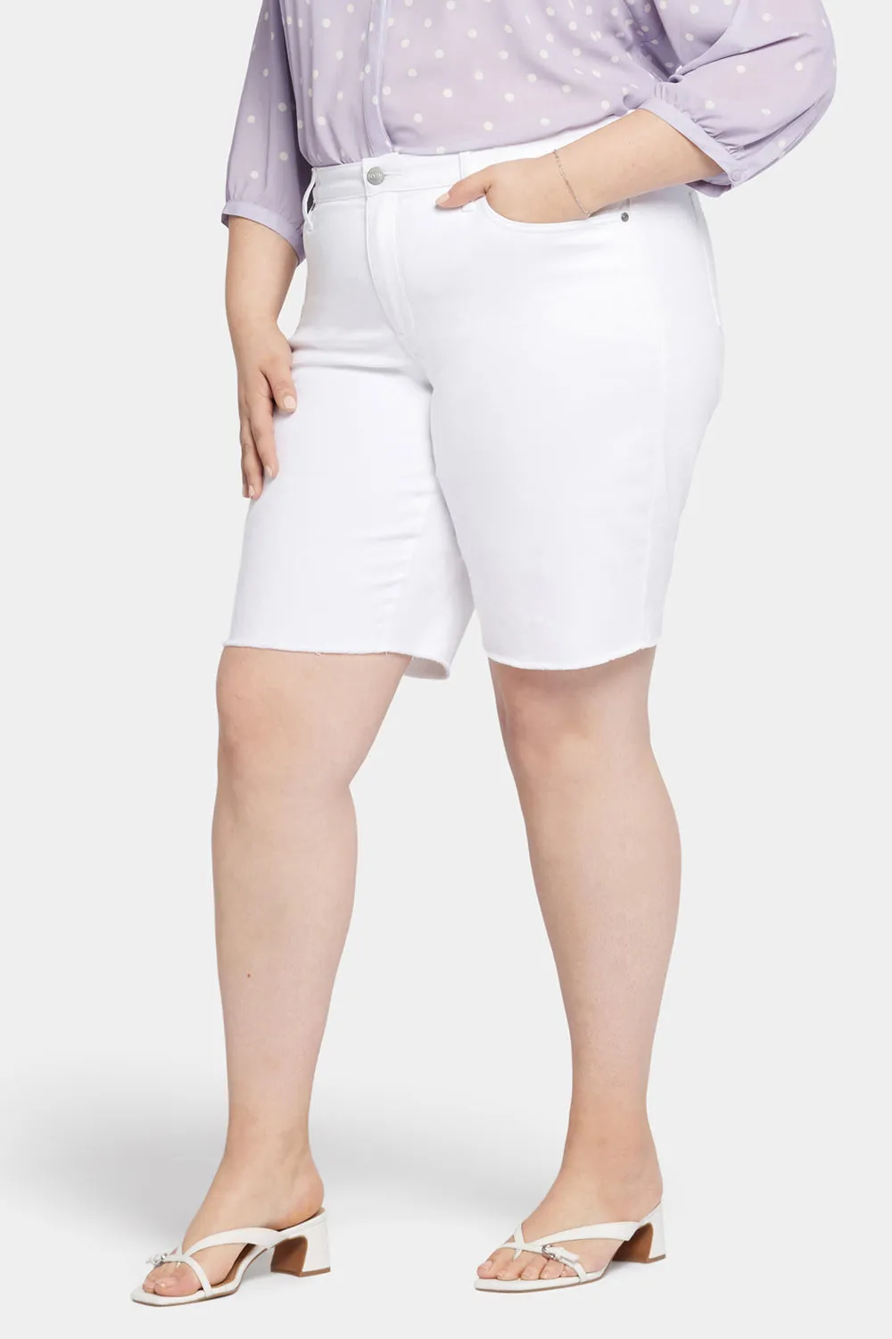 NYDJ Boyfriend Shorts Optic White Fransensaum Plus