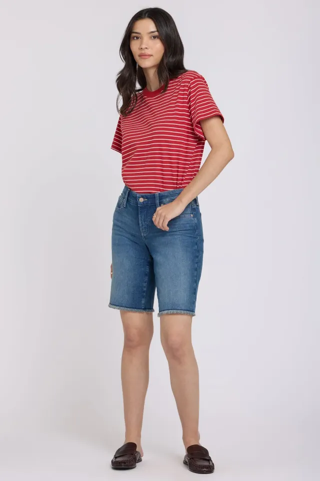 NYDJ Boyfriend Denim Shorts Petite Breezy Palms indigo