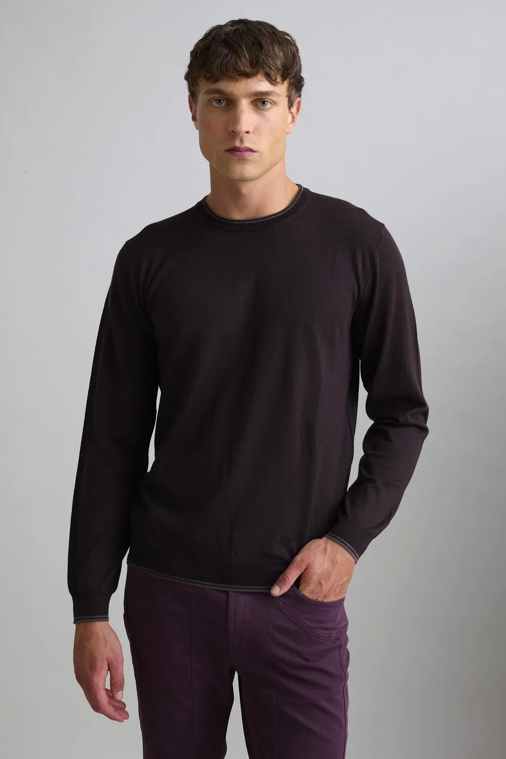 Jeckerson Girocollo Pullover Braun Wollmix Feinstrick
