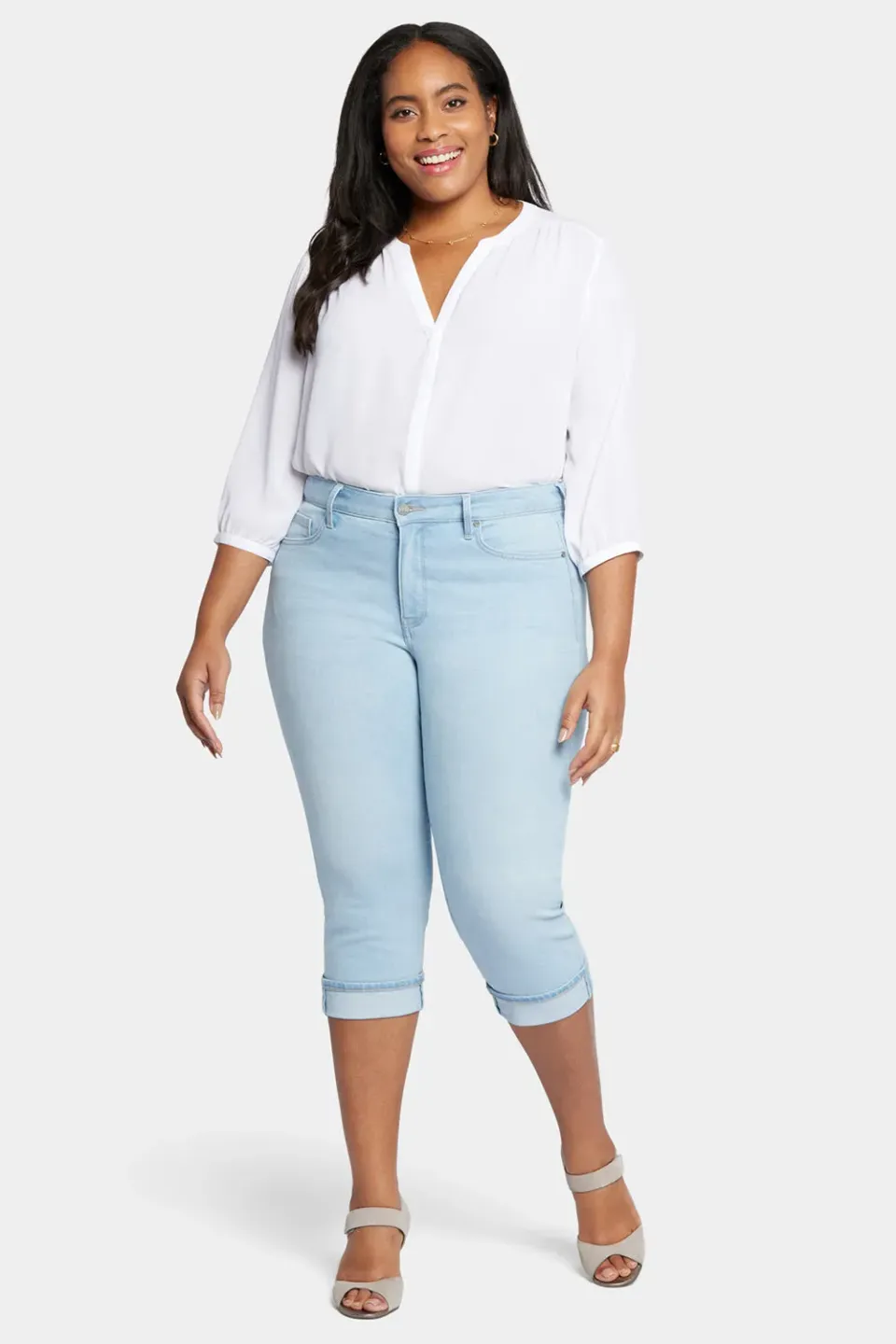 NYDJ Marilyn Straight Crop Jeans Plus Size Brightside blau