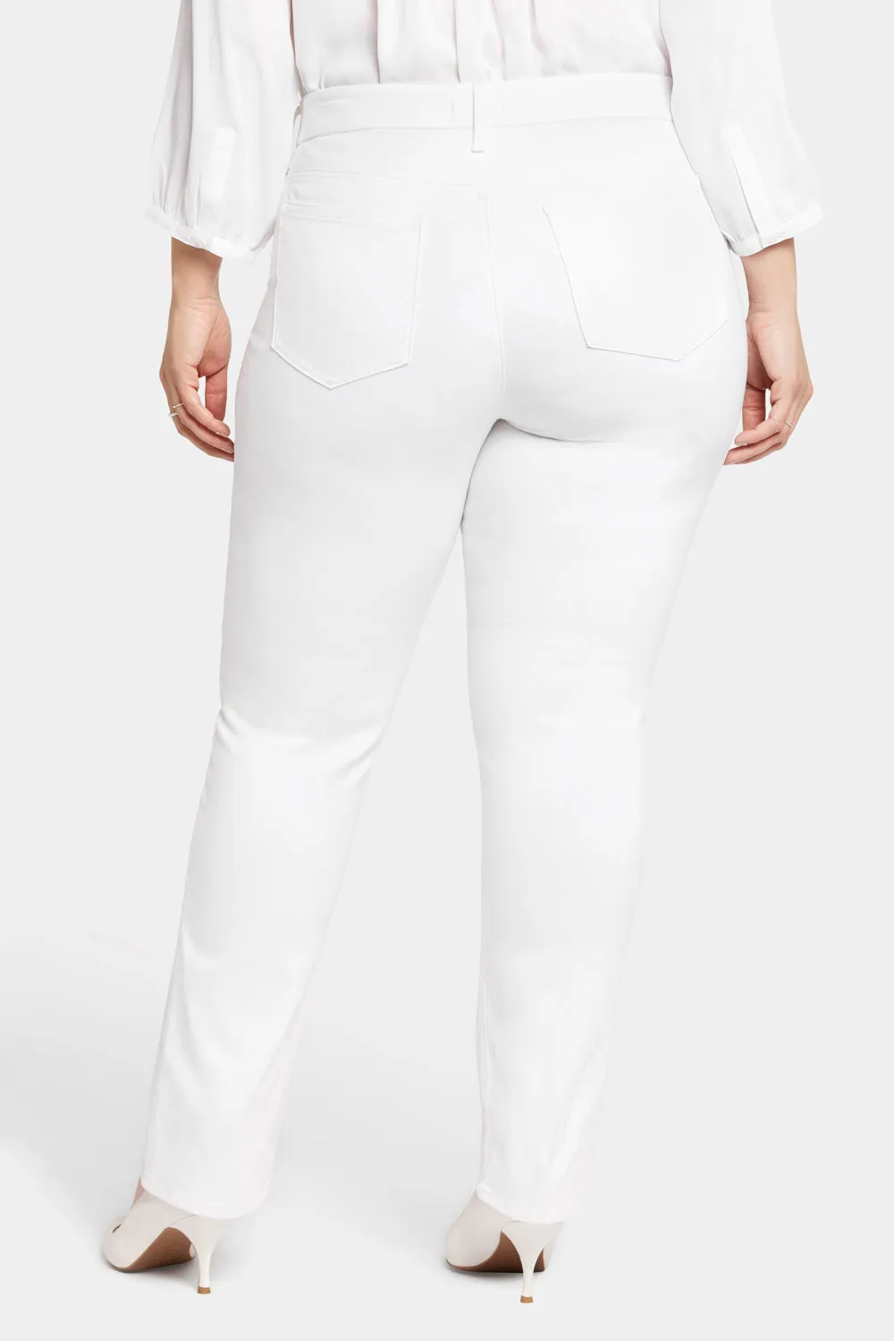 NYDJ Waist-Match Marilyn Straight Plus Jeans Optic White