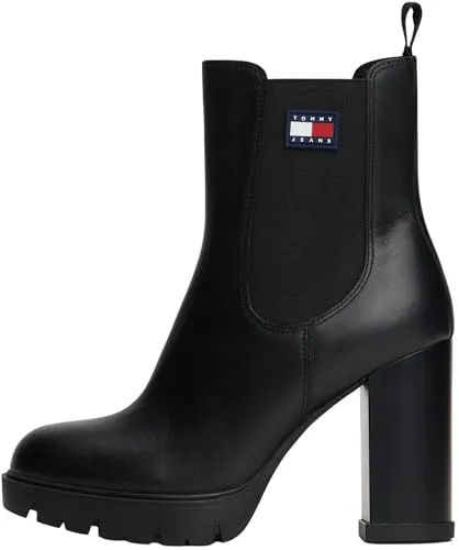 Tommy Jeans Mid Boot Leder Stiefel Damen mit Absatz