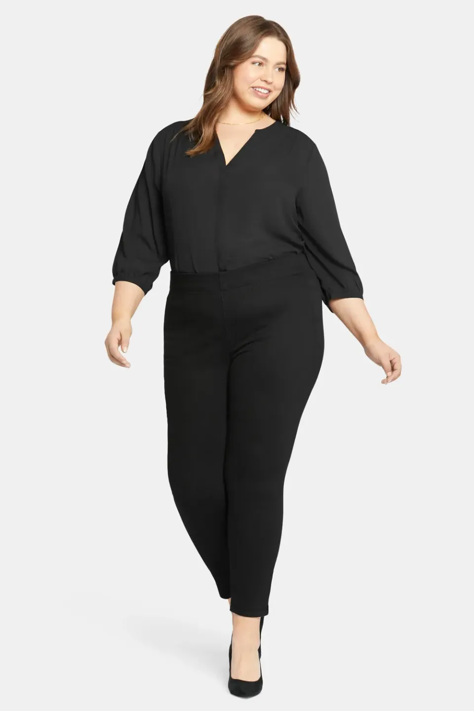 NYDJ Skinny Ankle Pull-on Plus Jeans Schwarz elastisch