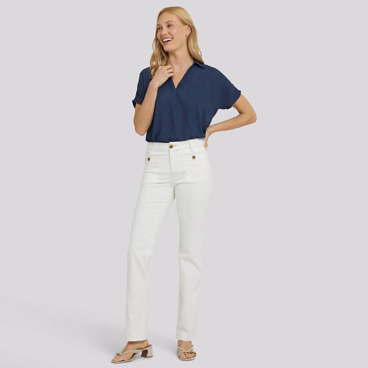 NYDJ Marilyn Straight Tall Jeans Vintage White lang