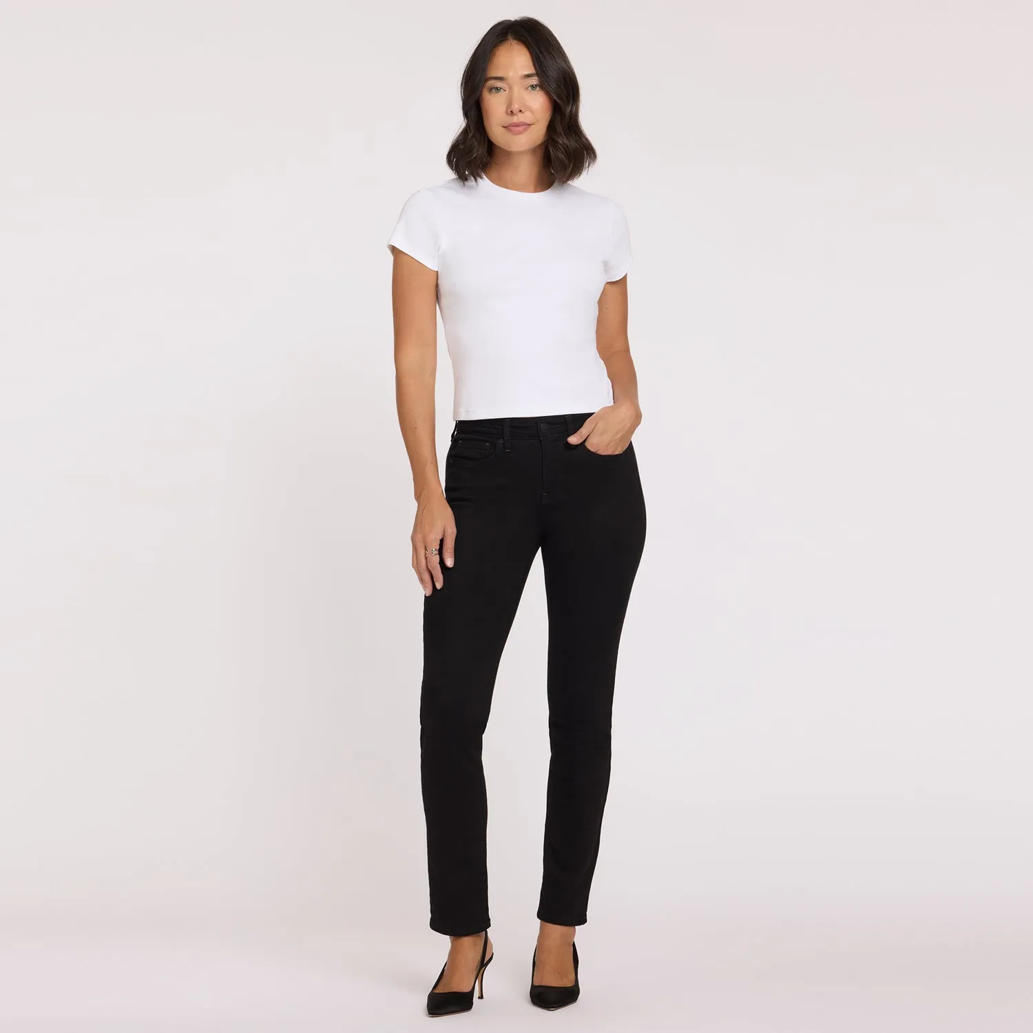 NYDJ Sheri Slim Jeans Petite Schwarz Lift Tuck