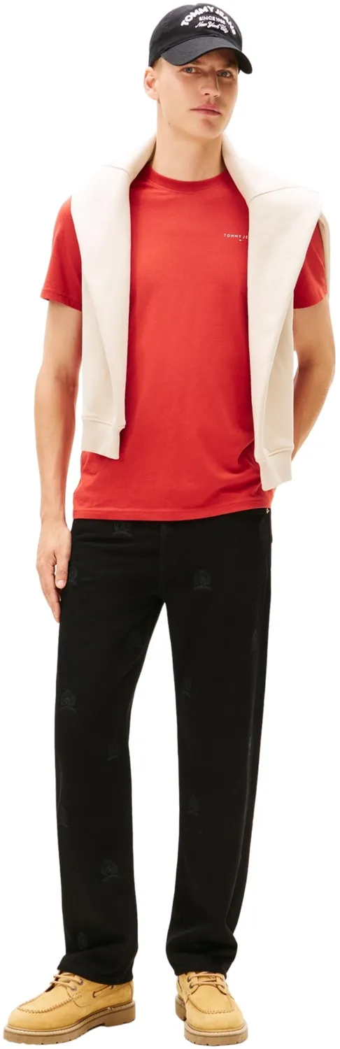 Tommy Jeans Linear Chest Herren T-Shirt Slim Schwarz M