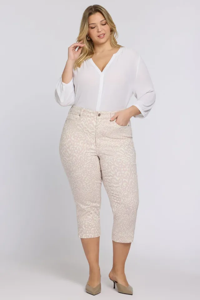 NYDJ Marilyn Straight Crop Jeans Plus Size Snow Leopard rosa