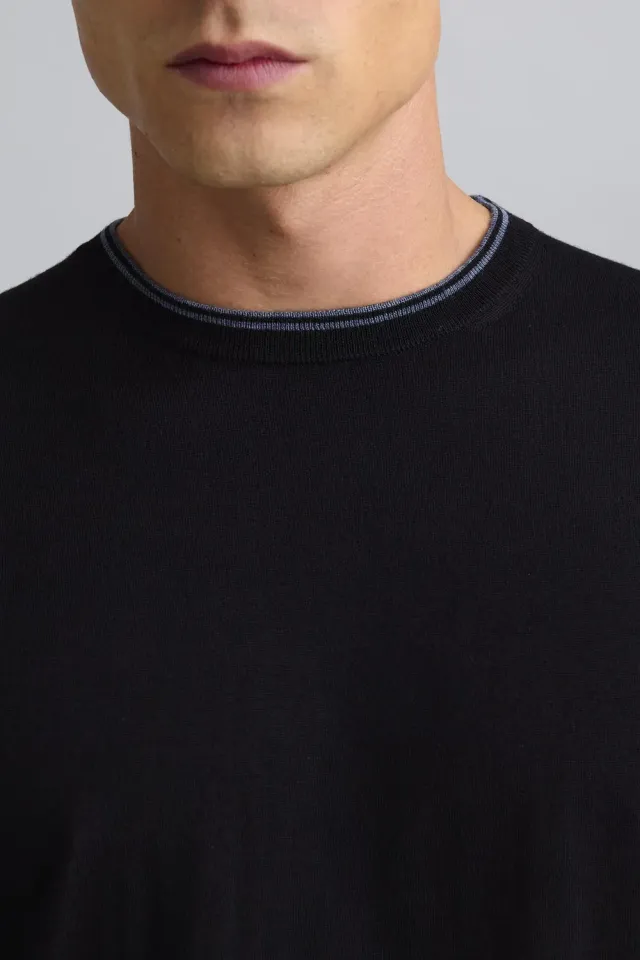 Jeckerson Girocollo Pullover Schwarz Wolle