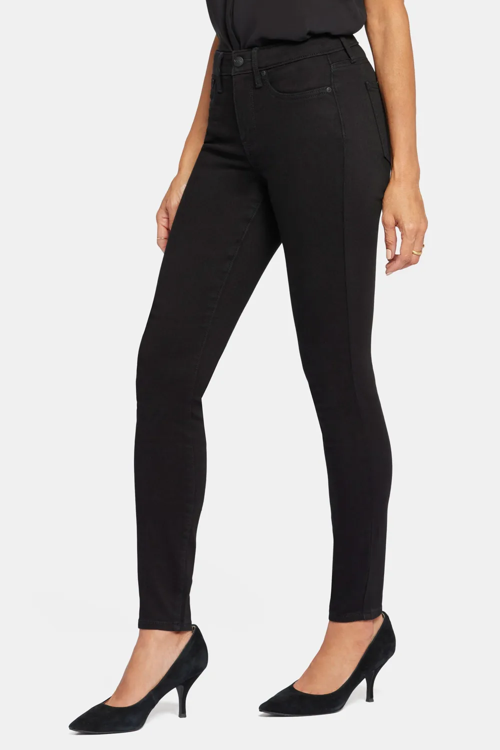 NYDJ Ami Skinny Petite Jeans Schwarz second-skin