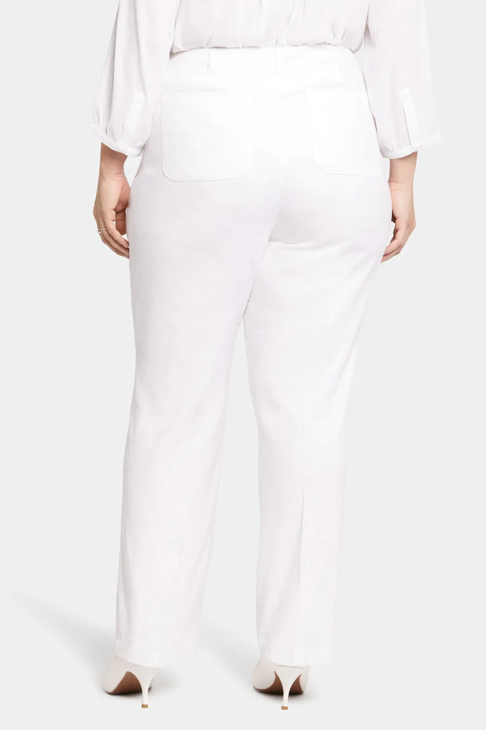 NYDJ Marilyn Straight Hose Plus Size Optic White Leinen
