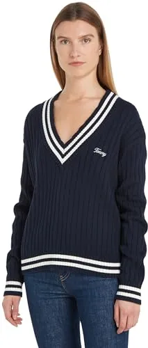 Tommy Jeans V-Ausschnitt Pullover Damen Strick
