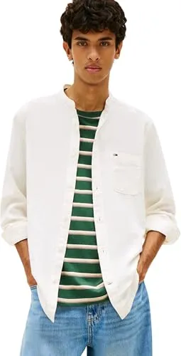 Tommy Jeans TJM Reg Linen Hemd DM0DM22756 Herren Leinen langarm