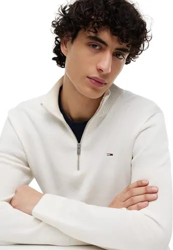 Tommy Jeans Zip-Pullover Light Troyer XS Off White Kragen
