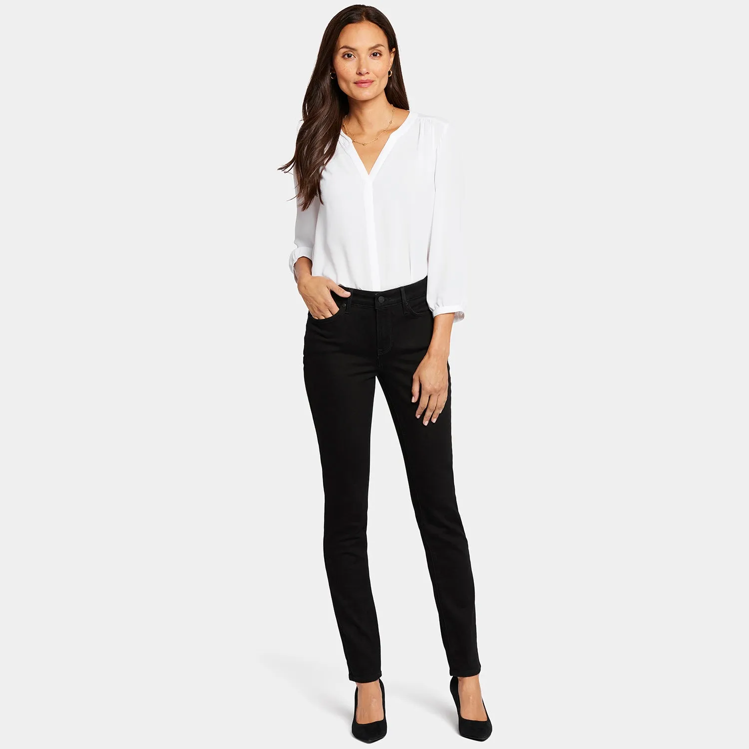 NYDJ Alina Skinny Jeans Black Damen Skinny Schwarz Figurformend