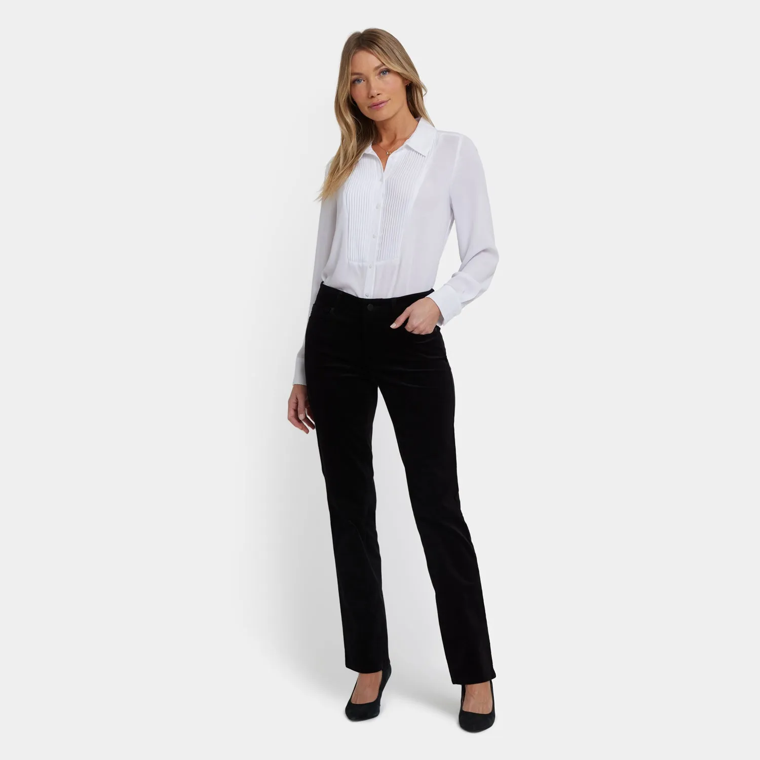 NYDJ Marilyn Straight Hose Schwarz Velveteen