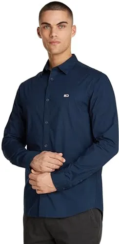 Tommy Jeans Poplin Shirt Herren Hemd XXS Blau Langarm