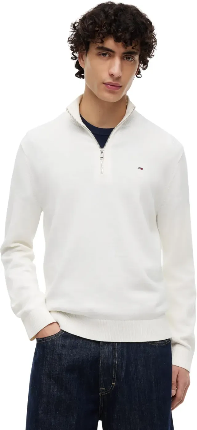 Tommy Jeans Zip-Pullover Light Troyer XS Off White Kragen