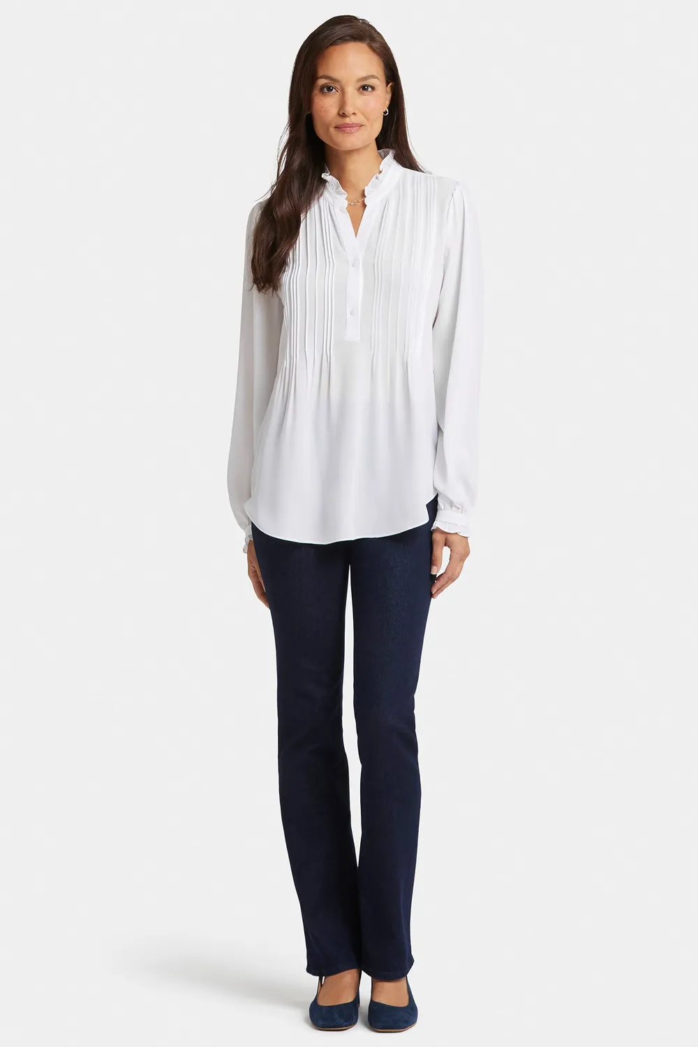 NYDJ Pleated Front Tunika Optik Weiß