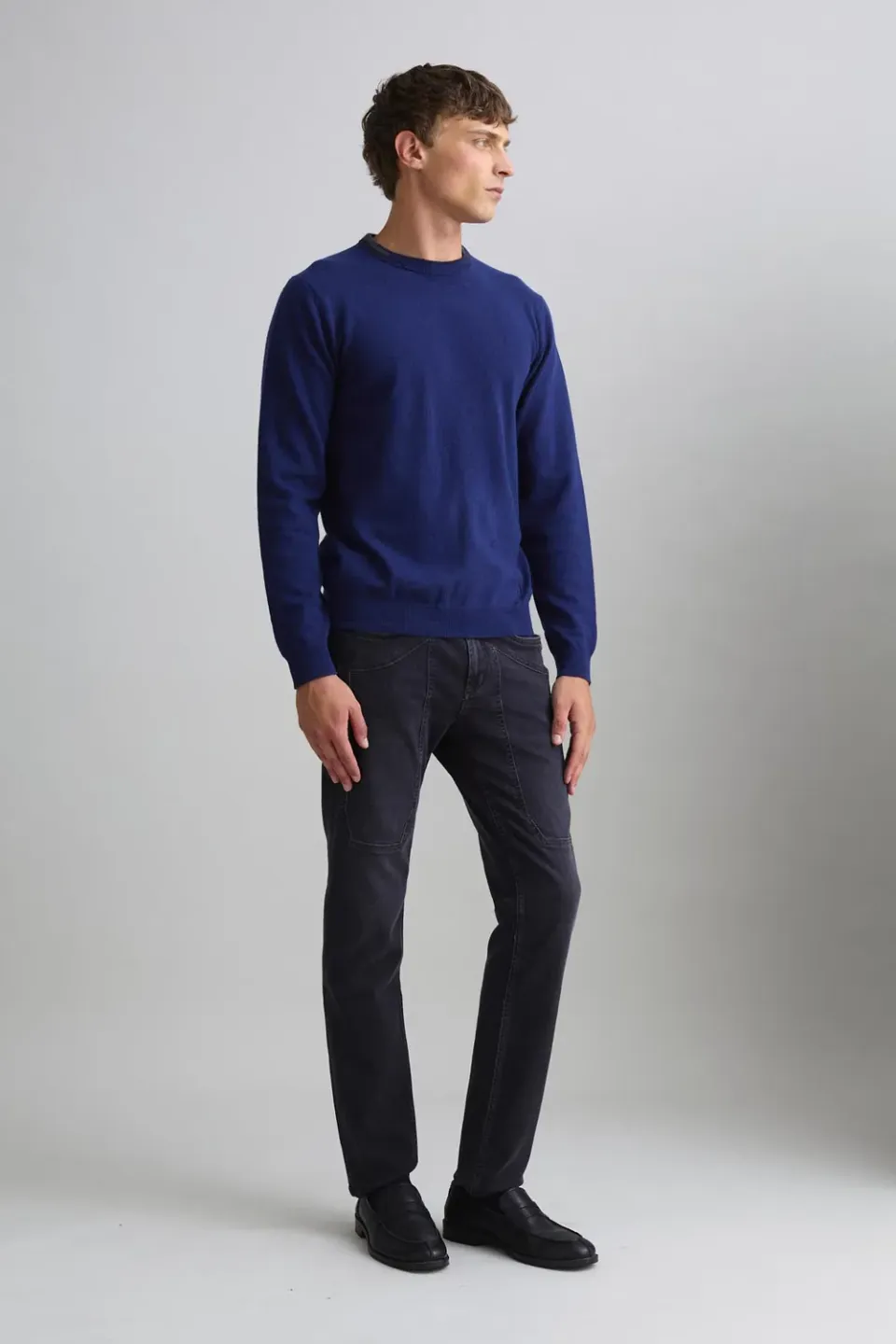 Jeckerson Girocollo Cardato Pullover meeresblau Wolle