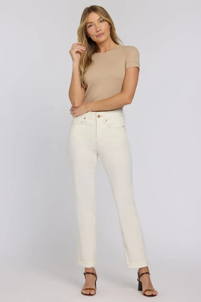 NYDJ Marilyn Straight Jeans Vintage White Petite High Rise