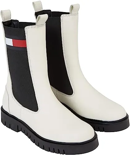Tommy Jeans Mid Boot Stiefel Damen Leder Creme 37