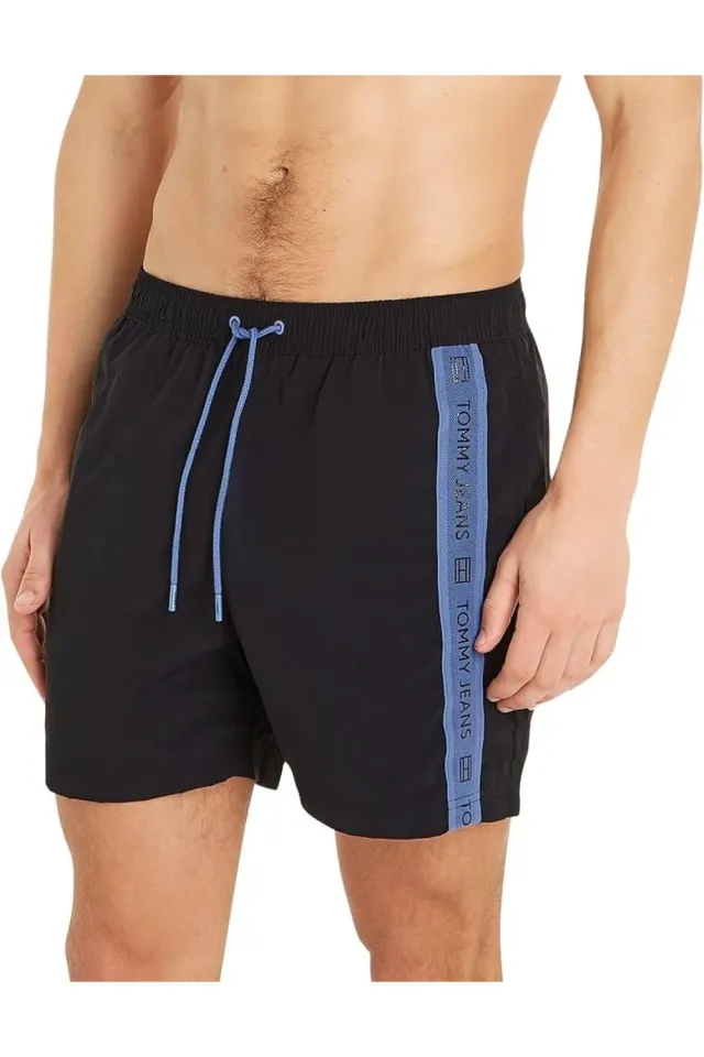 Tommy Jeans Drawstring Badehose Schwarz Polyester