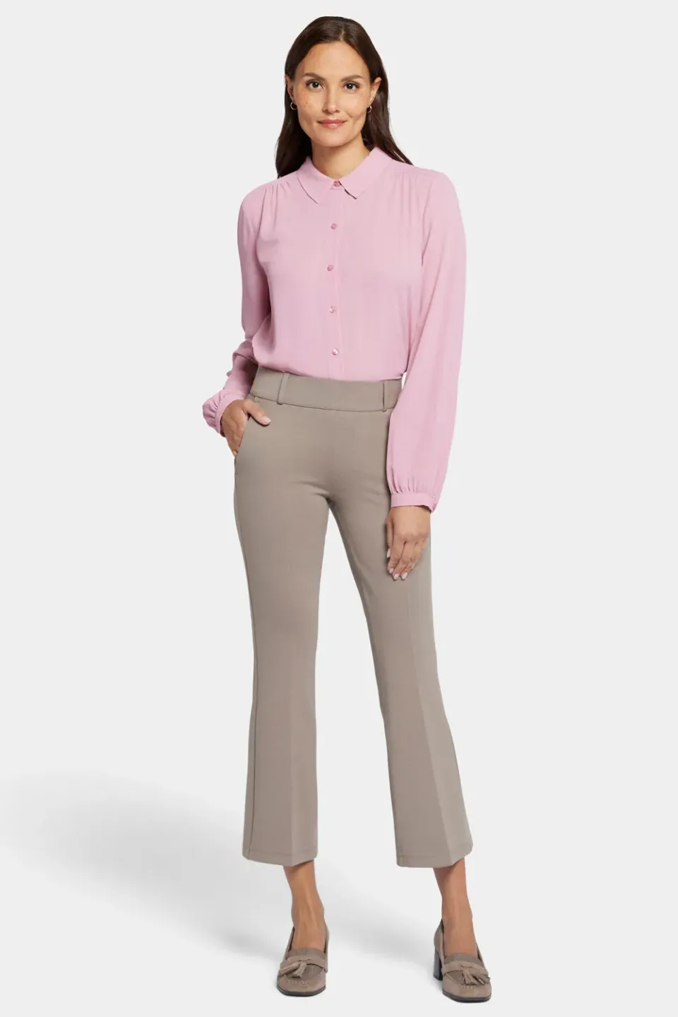 NYDJ Pull-On Flared Ankle Hose Saddlewood figurformend