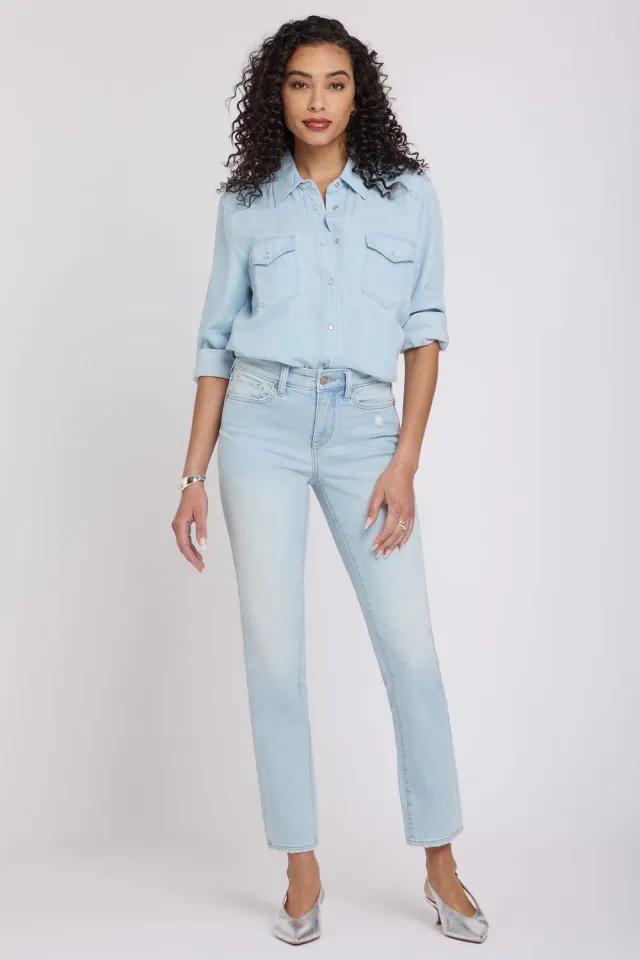NYDJ Sheri Slim Straight Ankle Jeans Sky Valley Hellblau