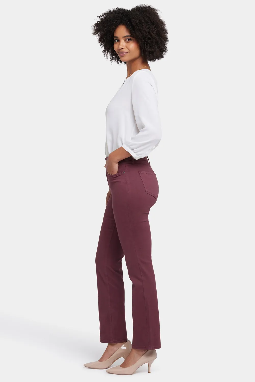 NYDJ Marilyn Straight Jeans Dark Cherry High Rise