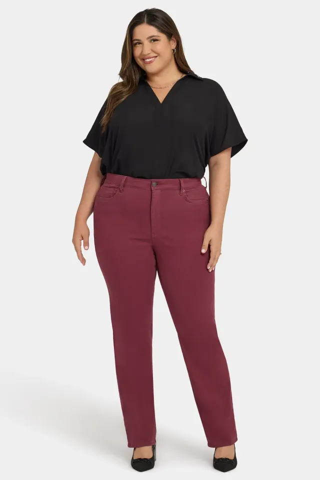 NYDJ Marilyn Straight Plus Jeans Burgundy formend