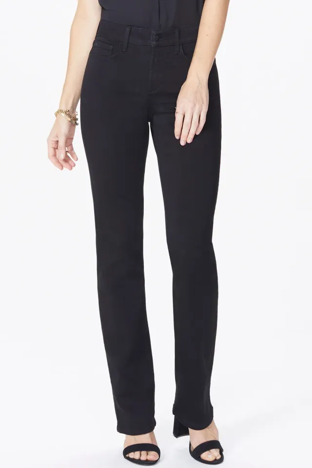 NYDJ Marilyn Straight Hose Petite Schwarz gerades Bein