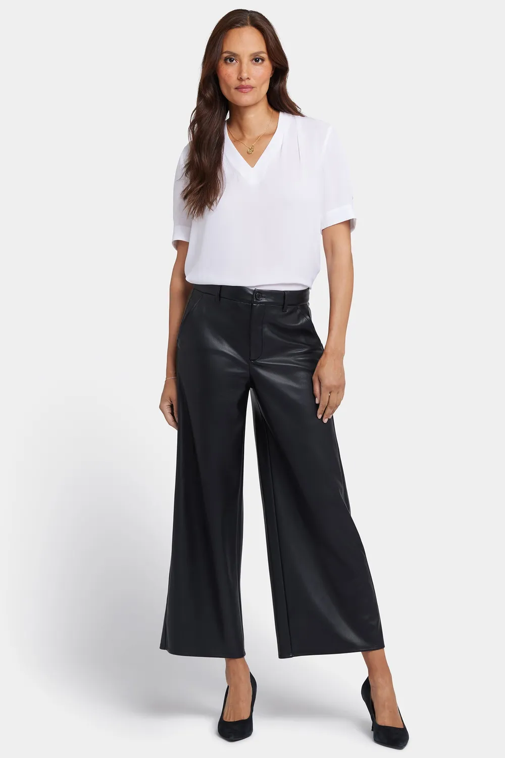 NYDJ Morgan Trouser Hose Schwarz veganes Leder
