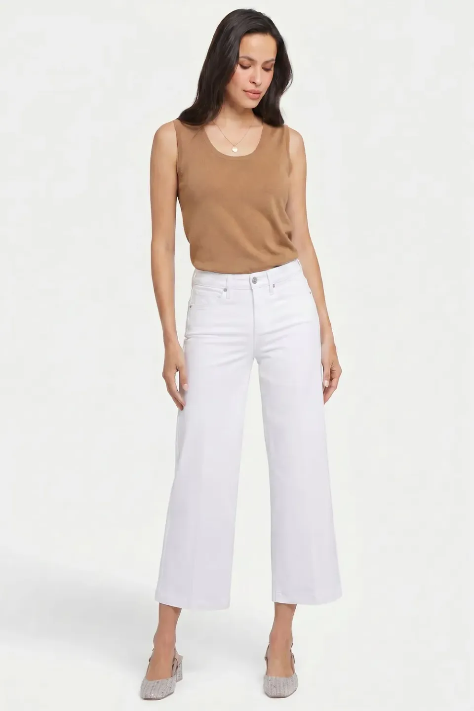 NYDJ Teresa Wide Leg Ankle Jeans Optic White Weiß