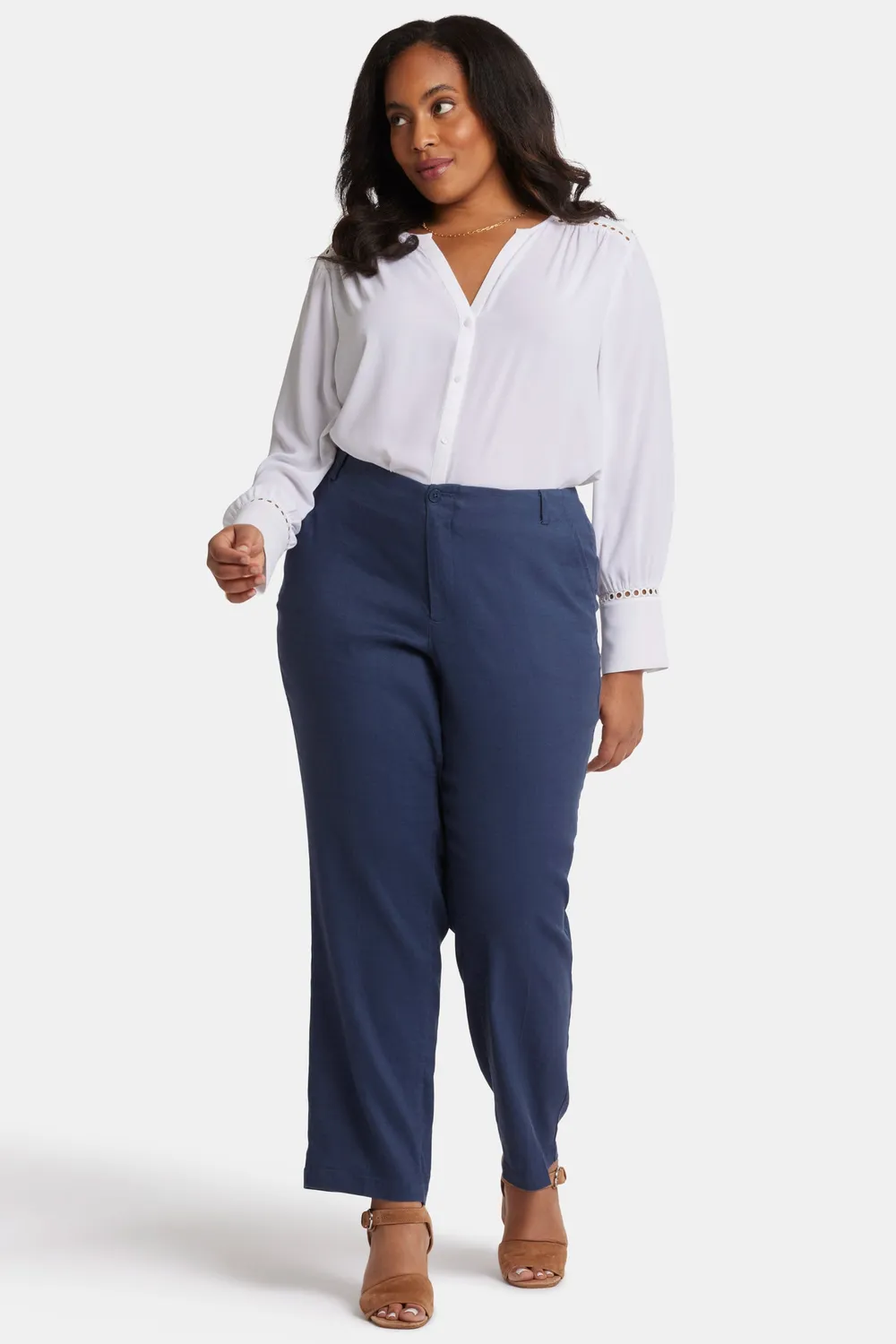 NYDJ Marilyn Straight Hose Plus Oxford Navy