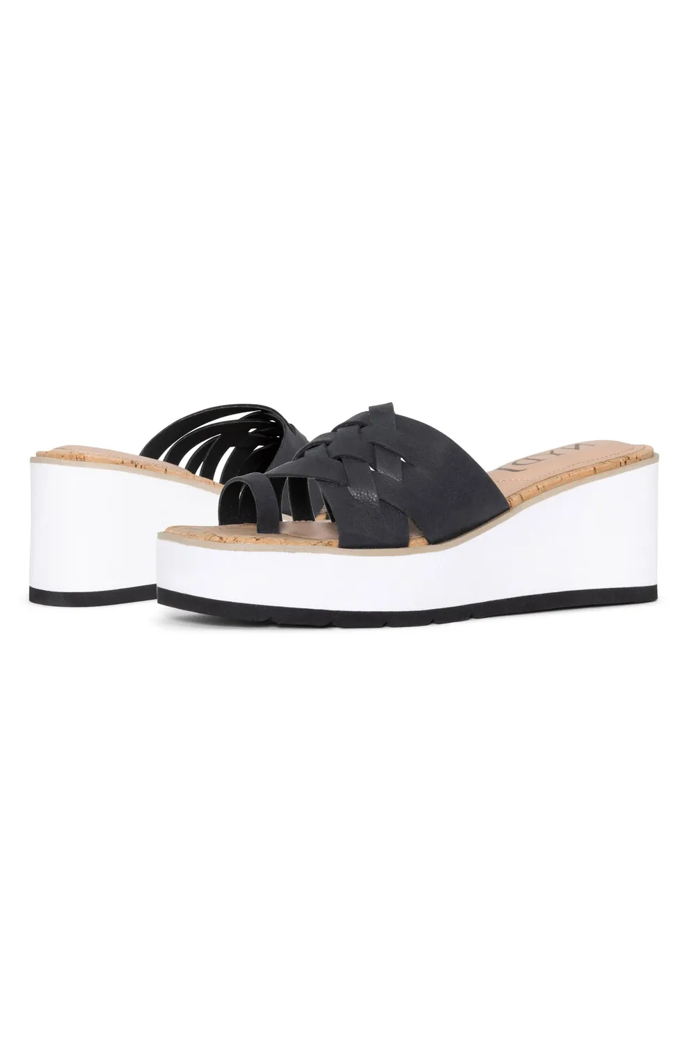 NYDJ Reesie Wedge Sandalen Schwarz Leder