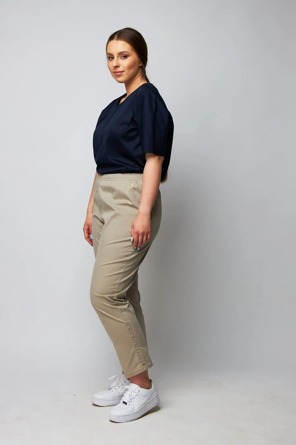 Wille Schlupfjeans Beige mit Gummizug leichte Damenjeans