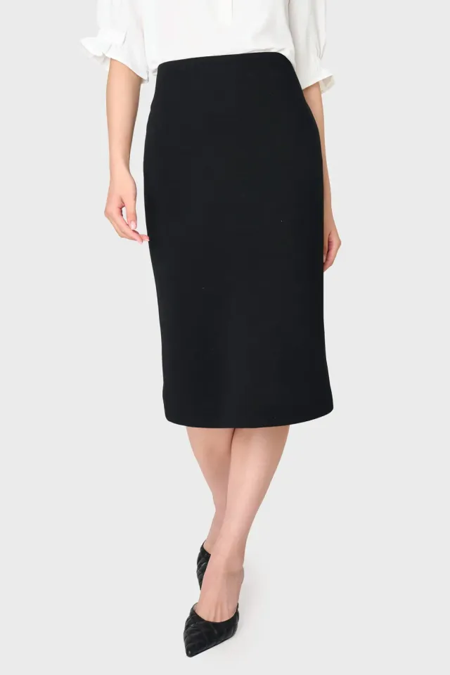 Gibsonlook Notch Midi Rock Schwarz Ponte Bleistift