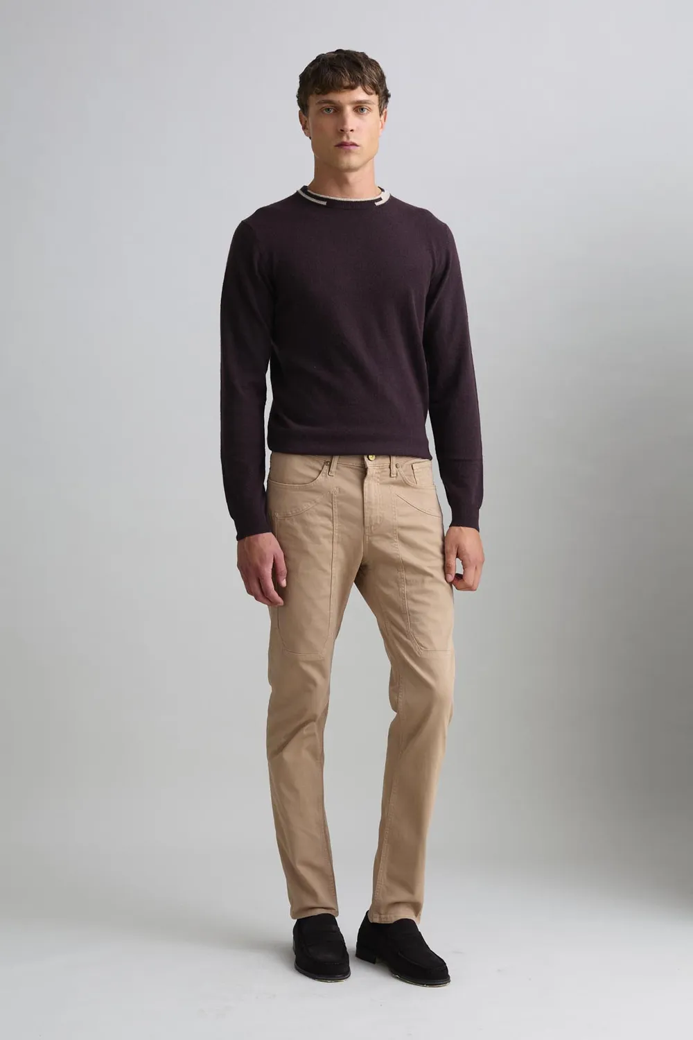 Jeckerson John Toppa Slim Fit Herrenhose Sandbeige Gabardine