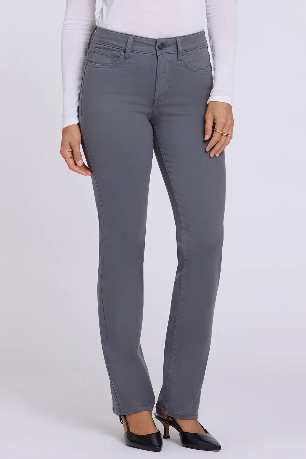NYDJ Marilyn Straight Jeans Tall Vintage Charcoal Grau