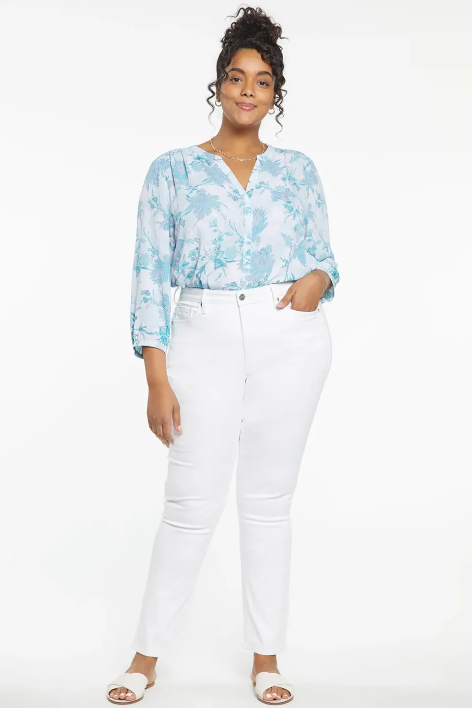 NYDJ Sheri Slim Plus Size Jeans Optic White weiß